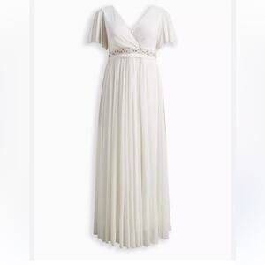 Torrid Maxi Mesh Empire waist Wedding Gown 16 white with beading